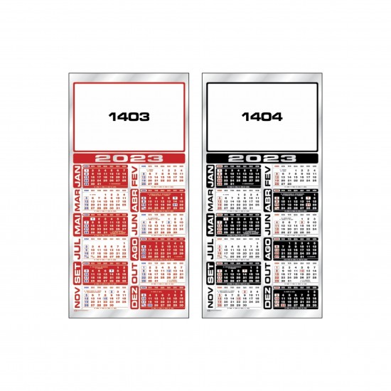 Folhinha Personalizada 2026 Comercial Metalizada 30 x 61,2 cm (100 unidades)