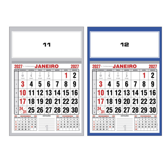 Folhinha Personalizada 2027 Comercial Grande 47x32cm (100 unidades)
